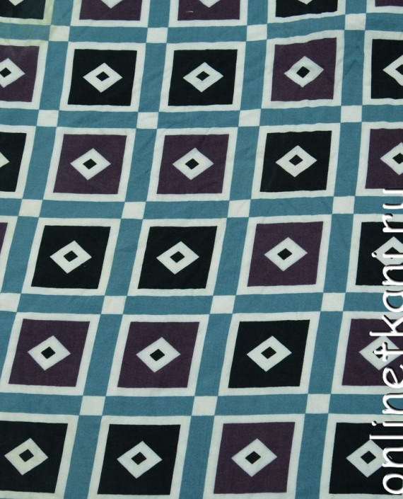 Ткань Штапель Купон 225 цвет голубой геометрический картинка