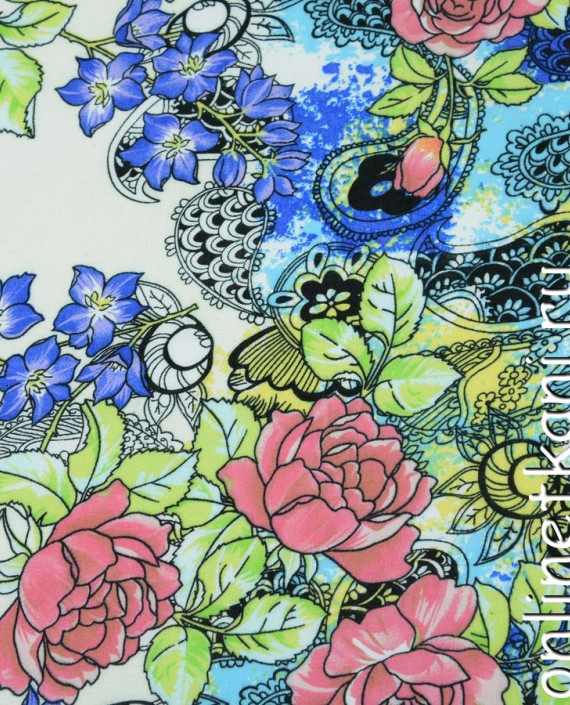 Ткань Штапель Купон 231 цвет разноцветный цветочный картинка
