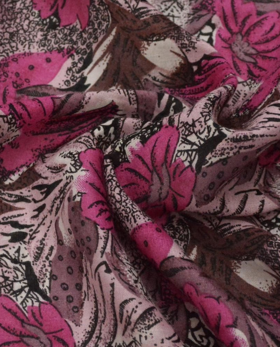 Ткань Штапель Принт 308 цвет розовый цветочный картинка