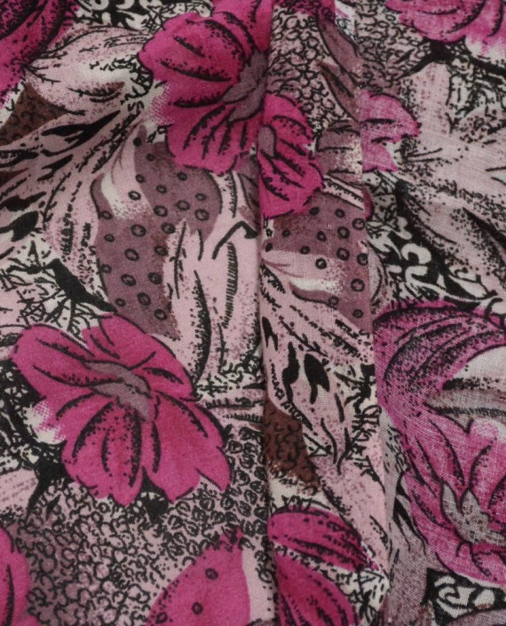 Ткань Штапель Принт 308 цвет розовый цветочный картинка 1