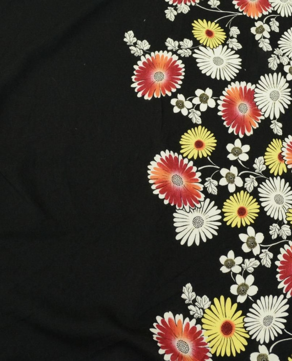 Ткань Штапель Принт 312 цвет черный цветочный картинка 2