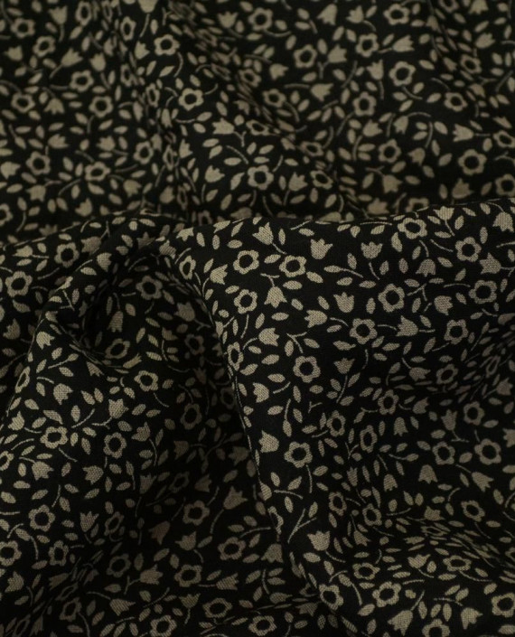 Ткань Штапель Принт 314 цвет черный цветочный картинка