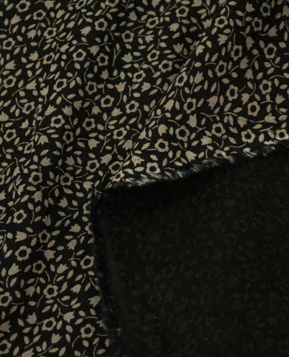 Ткань Штапель Принт 314 цвет черный цветочный картинка 2