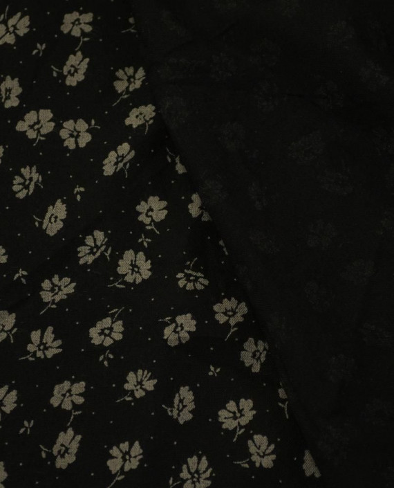 Ткань Штапель Принт 318 цвет черный цветочный картинка 2