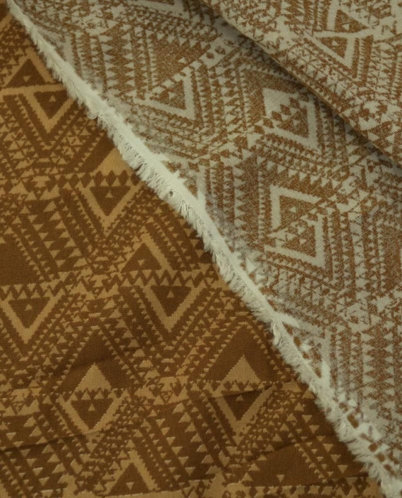 Ткань Штапель Принт 321 цвет коричневый геометрический картинка 2