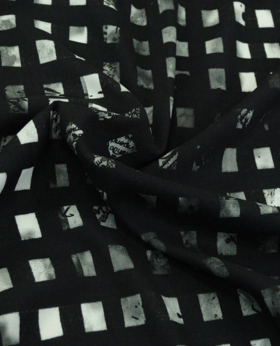 Ткань Штапель 317 цвет черный в клетку картинка