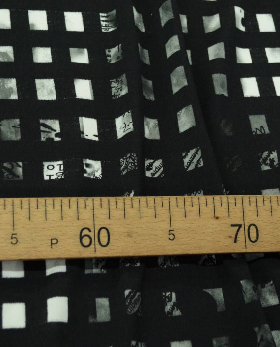 Ткань Штапель 317 цвет черный в клетку картинка 1