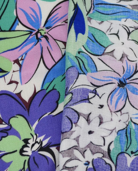 Ткань Штапель Принт  Вискоза 327 цвет разноцветный цветочный картинка 2