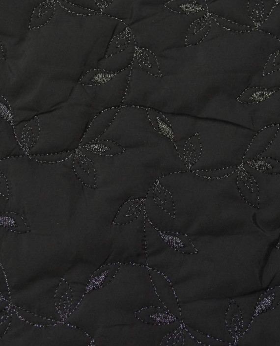 Ткань Стеганая 051 цвет черный цветочный картинка