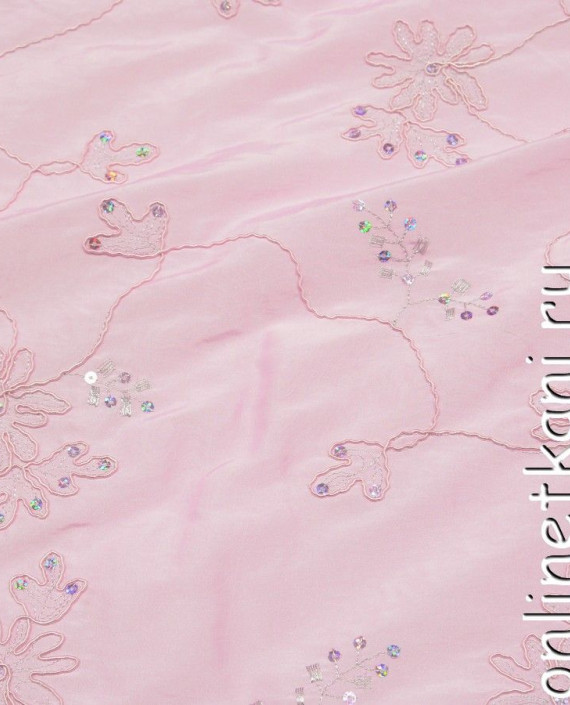 Ткань Тафта 021 цвет розовый цветочный картинка