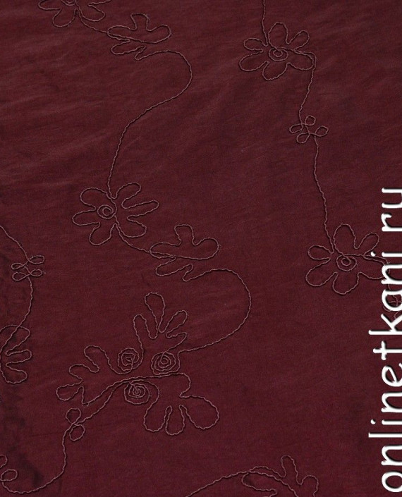 Ткань Тафта 023 цвет бордовый цветочный картинка