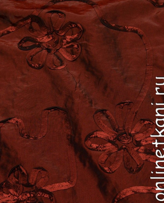 Ткань Тафта 025 цвет бордовый цветочный картинка