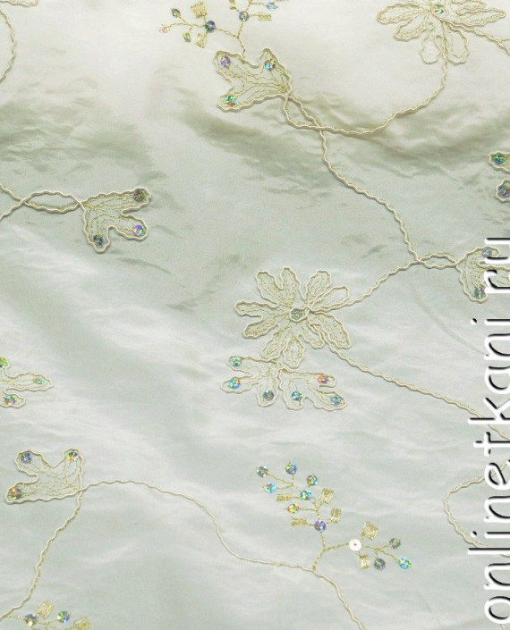 Ткань Тафта 046 цвет белый цветочный картинка