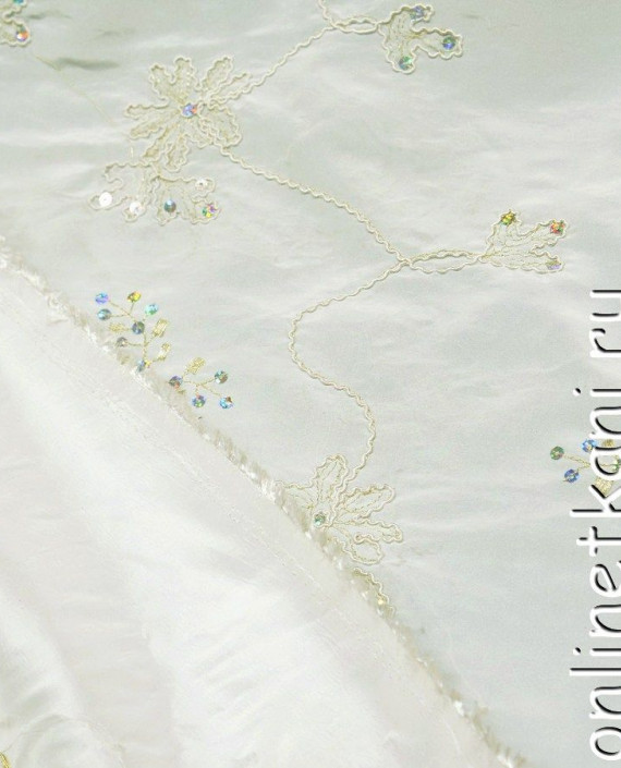 Ткань Тафта 046 цвет белый цветочный картинка 1