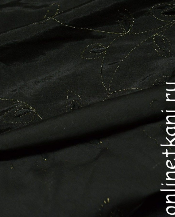 Ткань Тафта 054 цвет черный цветочный картинка 2