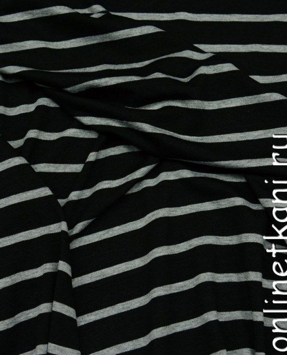 Ткань Трикотаж 0045 цвет черный в полоску картинка