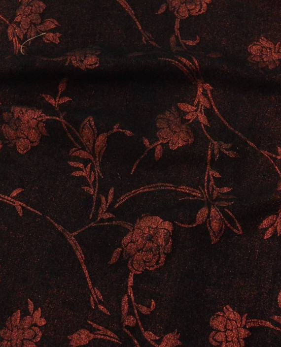 Ткань Трикотаж Хлопковый 1683 цвет черный цветочный картинка