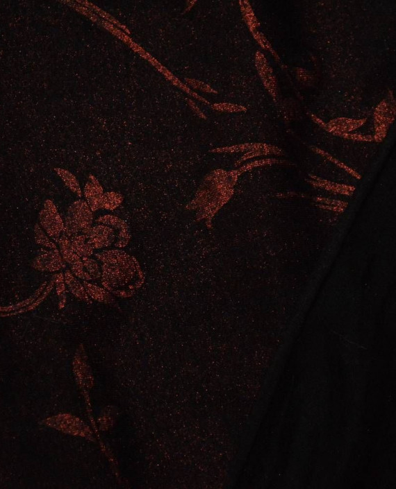 Ткань Трикотаж Хлопковый 1683 цвет черный цветочный картинка 2