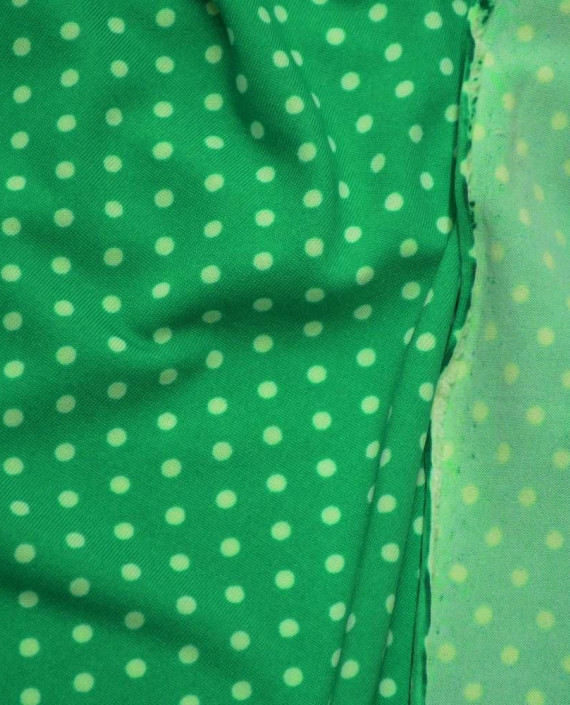 Ткань Трикотаж Принт 1701 цвет зеленый в горошек картинка 2