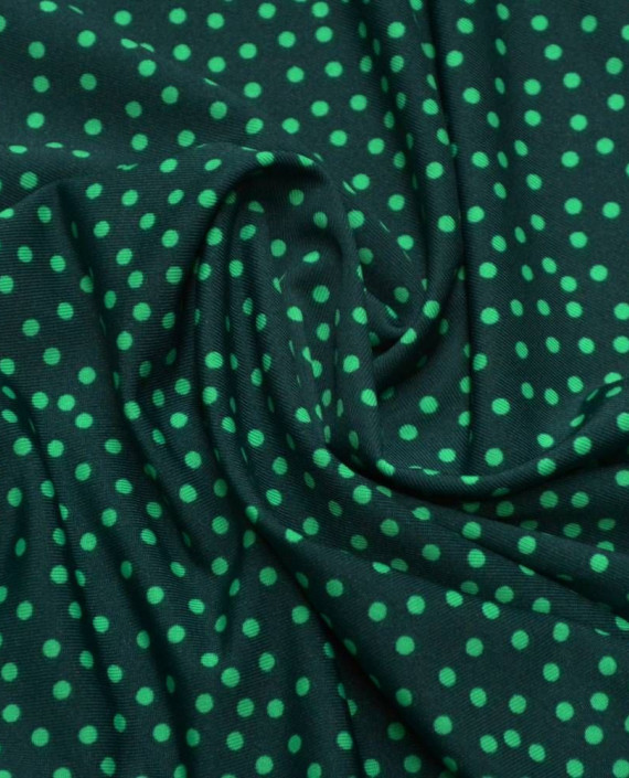 Ткань Трикотаж Принт 1702 цвет зеленый в горошек картинка