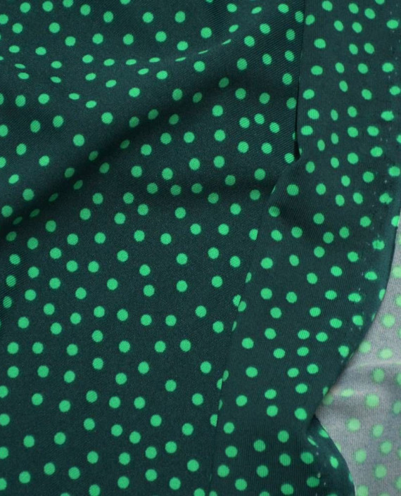 Ткань Трикотаж Принт 1702 цвет зеленый в горошек картинка 2