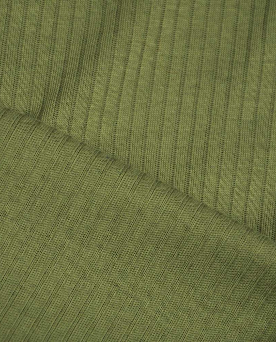 Ткань Трикотаж Хлопковый 1785 цвет хаки в полоску картинка 2