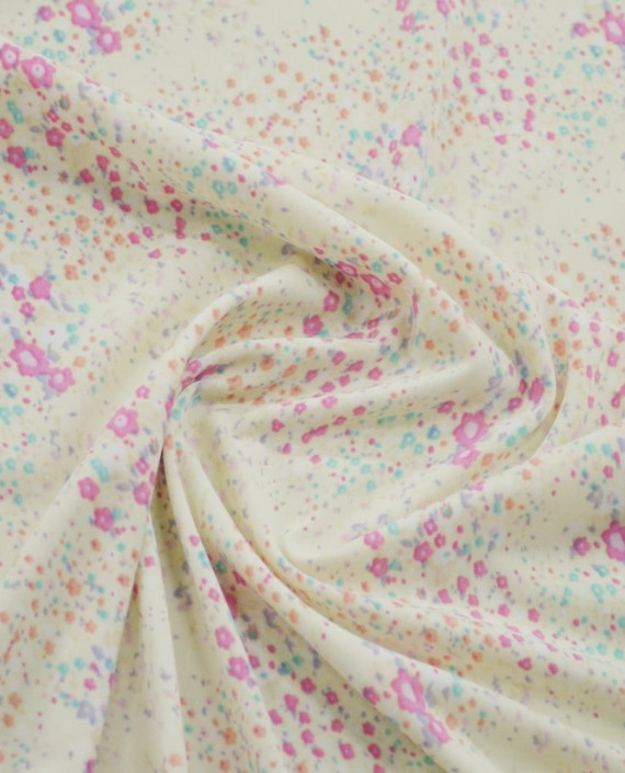 Ткань Трикотаж Принт 1800 цвет айвори цветочный картинка