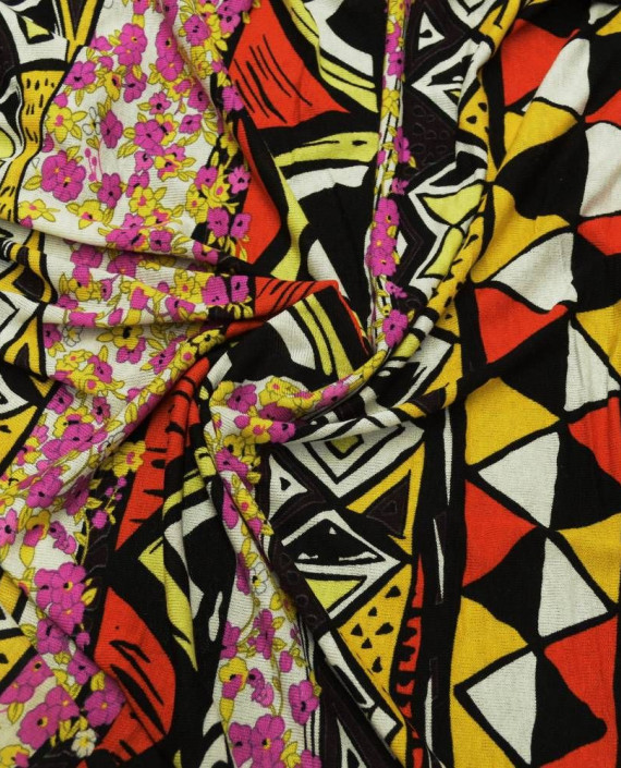 Ткань Трикотаж Принт Хлопковый 1916 цвет разноцветный абстрактный картинка