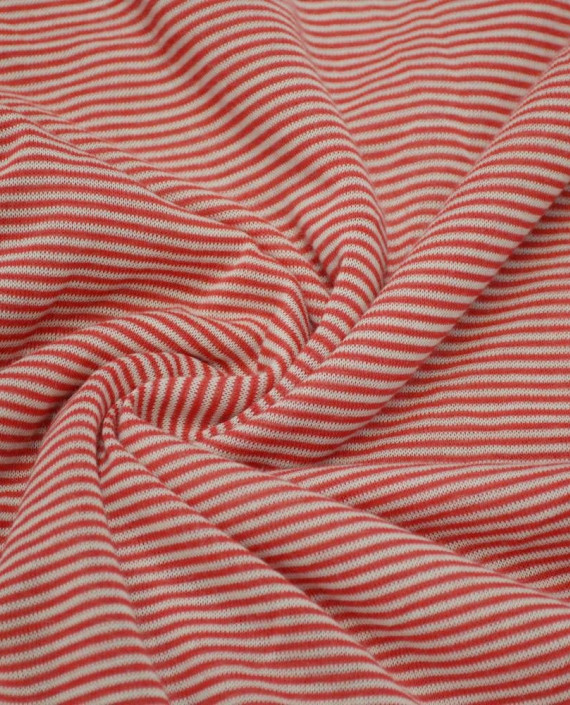 Ткань Трикотаж Принт Полиэстер 1941 цвет красный в полоску картинка