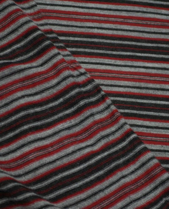 Ткань Трикотаж Принт Полиэстер 1946 цвет серый в полоску картинка 1