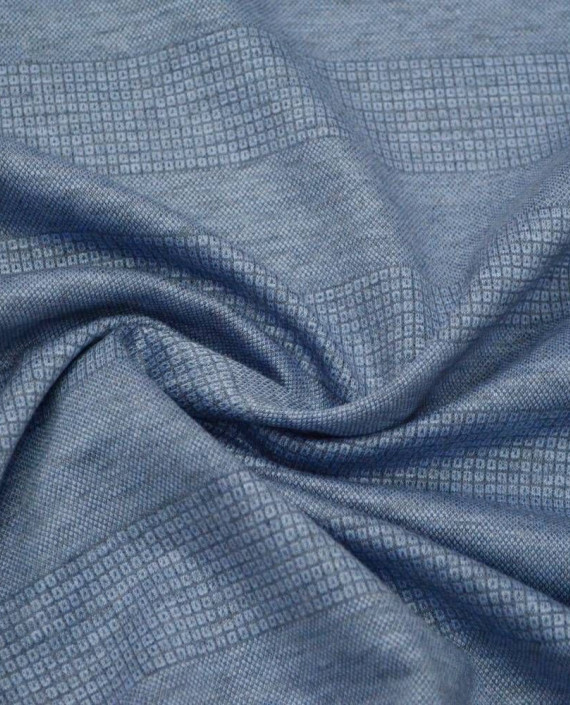 Ткань Трикотаж Принт Льняной 1990 цвет синий картинка