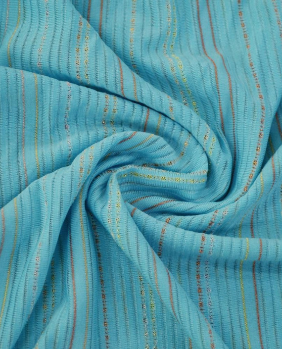 Ткань Трикотаж Полиэстер 2078 цвет голубой в полоску картинка