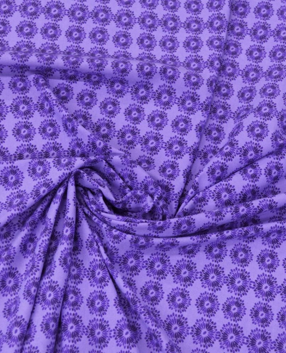 Ткань Трикотаж Полиэстер Принт 2087 цвет фиолетовый цветочный картинка