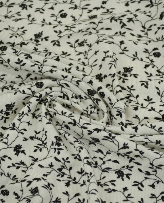 Ткань Трикотаж Хлопковый Принт 2148 цвет белый цветочный картинка
