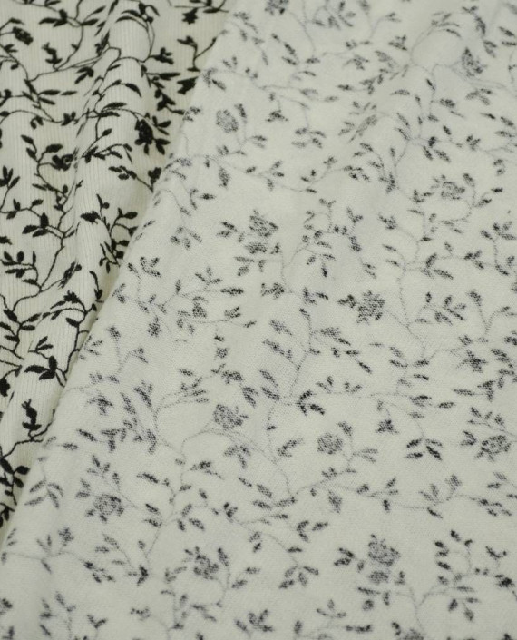 Ткань Трикотаж Хлопковый Принт 2148 цвет белый цветочный картинка 2
