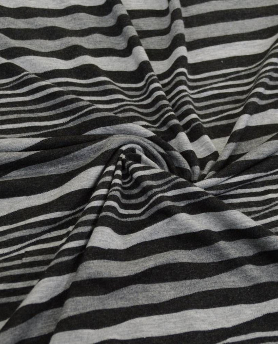 Ткань Трикотаж Хлопковый Принт 2174 цвет серый в полоску картинка
