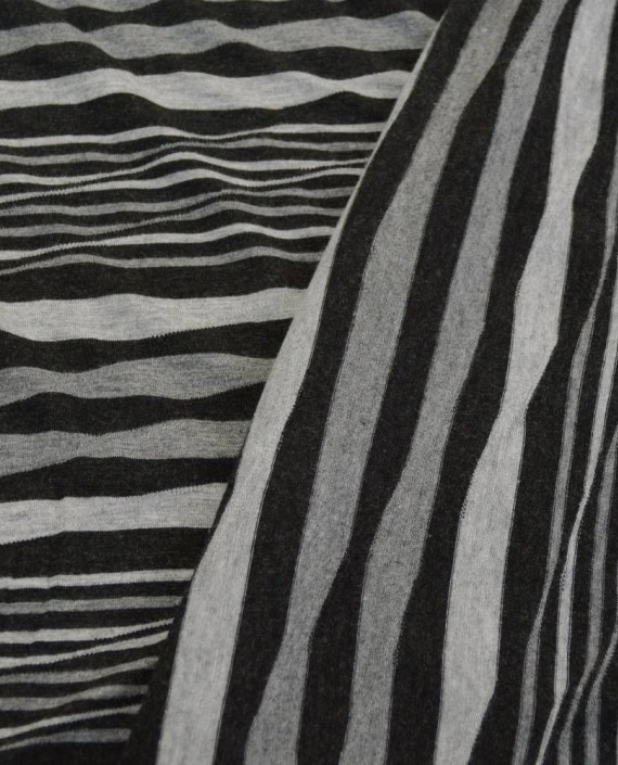 Ткань Трикотаж Хлопковый Принт 2174 цвет серый в полоску картинка 2