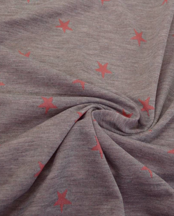 Ткань Трикотаж Принт Футер Хлопковый Коралловые звёзды 2238 цвет серый абстрактный картинка