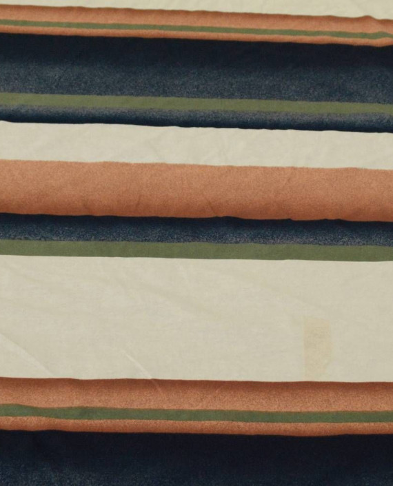 Ткань Трикотаж Принт Хлопковый 2246 цвет бежевый в полоску картинка