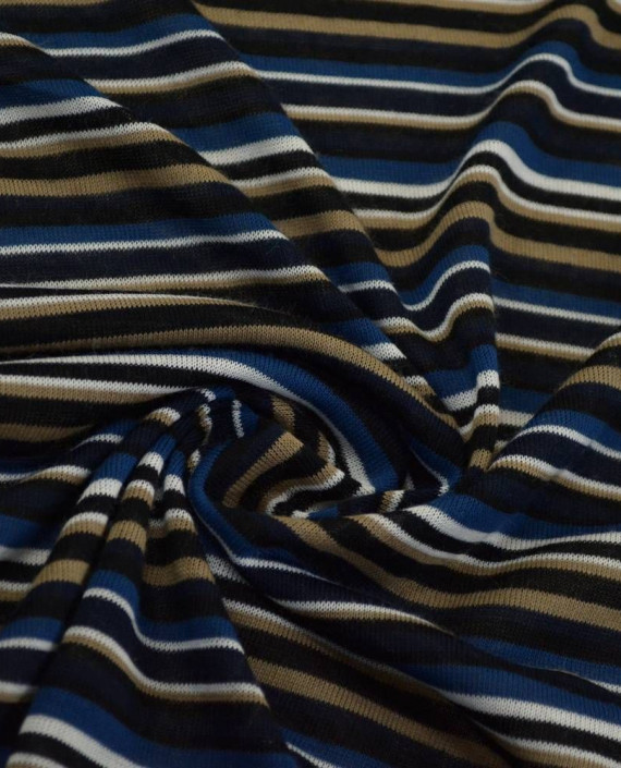 Ткань Трикотаж Принт Полиэстер 2259 цвет синий в полоску картинка