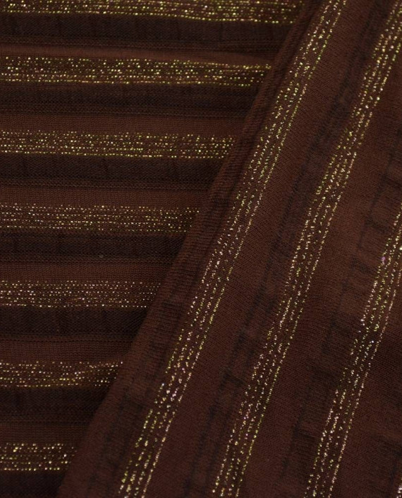 Ткань Трикотаж Принт Полиэстер 2261 цвет коричневый в полоску картинка 2