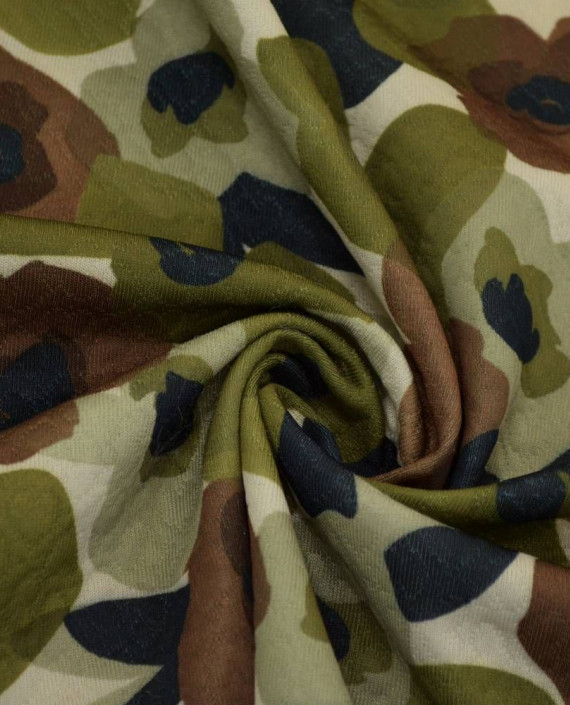 Ткань Трикотаж Принт Полиэстер 2272 цвет хаки абстрактный картинка