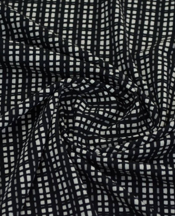 Ткань Трикотаж Принт Вискозный 2273 цвет серый в клетку картинка