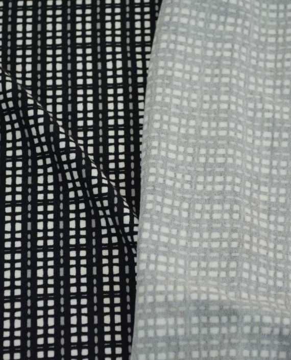 Ткань Трикотаж Принт Вискозный 2273 цвет серый в клетку картинка 2