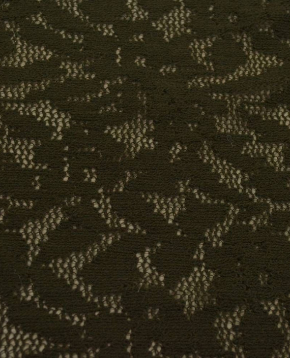 Ткань Трикотаж Вязаный Полиэстер 2297 цвет хаки цветочный картинка