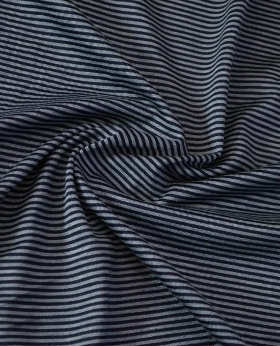 Ткань Трикотаж Шелк 2360 цвет синий полоска картинка