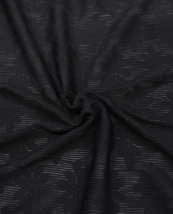 Трикотаж Жаккардовый 2752 цвет черный цветочный картинка
