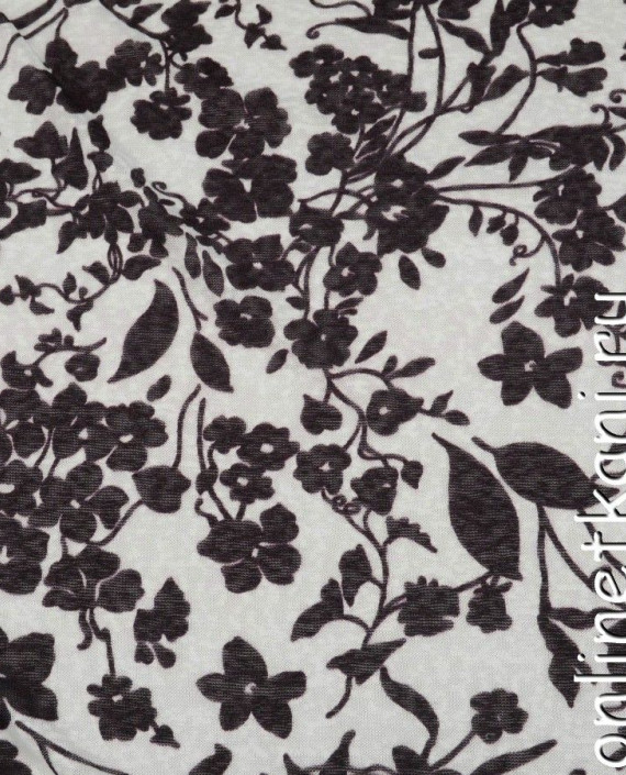 Ткань Трикотаж 0061 цвет белый цветочный картинка