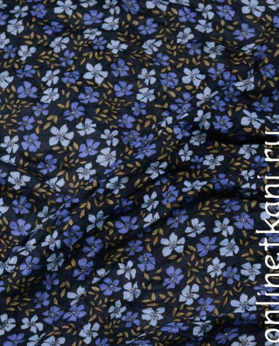 Ткань Трикотаж 0064 цвет голубой цветочный картинка