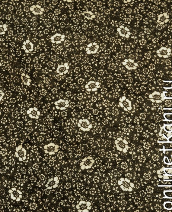 Ткань Трикотаж - последний отрез 5,2м 10066 цвет коричневый цветочный картинка